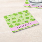 Froschmuster, grüne Frösche, Froschprinz, Ihr Name Rechteckiger Pappuntersetzer (angewinkelt)