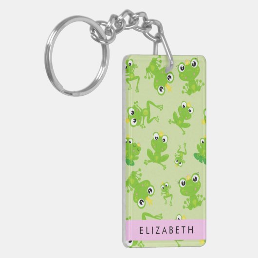 Froschmuster, grüne Frösche, Froschprinz, Ihr Name Schlüsselanhänger (Vorderseite links)