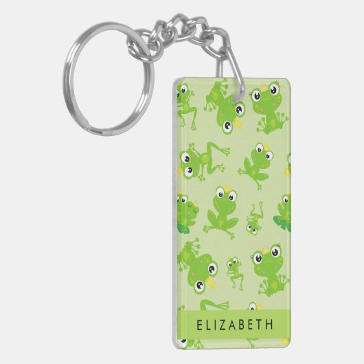 Froschmuster, grüne Frösche, Froschprinz, Ihr Name Schlüsselanhänger (Vorderseite links)