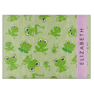 Froschmuster, grüne Frösche, Froschprinz, Ihr Name Schneidebrett