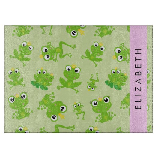 Froschmuster, grüne Frösche, Froschprinz, Ihr Name Schneidebrett (Vorderseite)