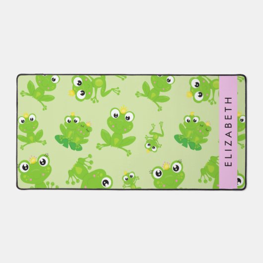 Froschmuster, grüne Frösche, Froschprinz, Ihr Name Schreibtischunterlage (Vorderseite)