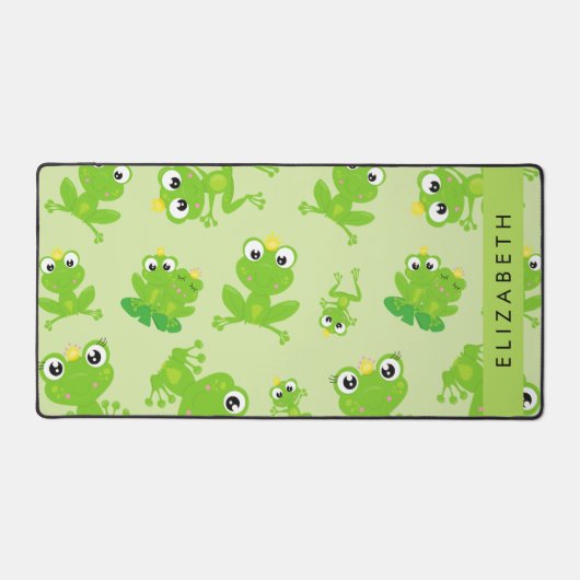 Froschmuster, grüne Frösche, Froschprinz, Ihr Name Schreibtischunterlage (Vorderseite)