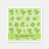 Froschmuster, grüne Frösche, Froschprinz, Ihr Name Serviette (Vorderseite)