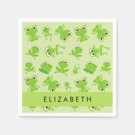 Froschmuster, grüne Frösche, Froschprinz, Ihr Name Serviette (Vorderseite)