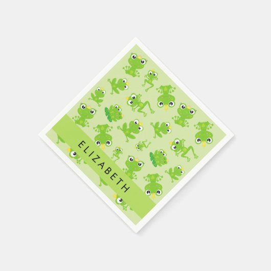 Froschmuster, grüne Frösche, Froschprinz, Ihr Name Serviette (Ecke)
