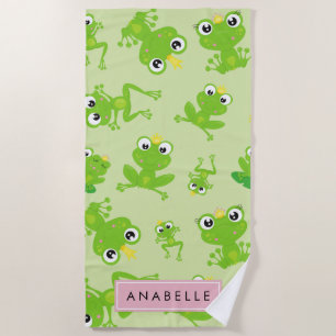 Froschmuster, grüne Frösche, Froschprinz, Ihr Name Strandtuch