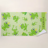 Froschmuster, grüne Frösche, Froschprinz, Ihr Name Strandtuch (Vorderseite)