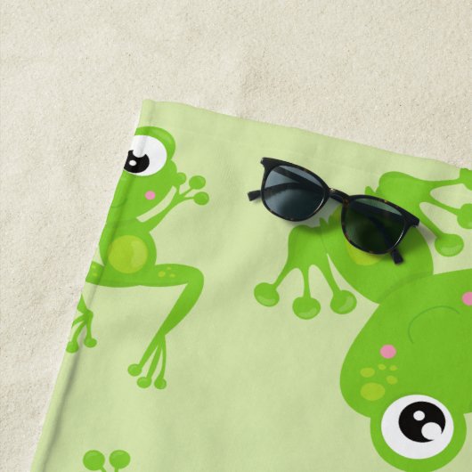 Froschmuster, grüne Frösche, Froschprinz, Ihr Name Strandtuch (Beispiel)
