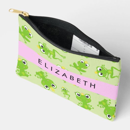 Froschmuster, grüne Frösche, Froschprinz, Ihr Name Zubehörtasche (Offen)