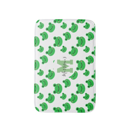 Froschmuster-Monogramm Wildbaby Badematte (Vorderseite Vertikal)