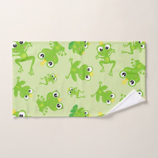 Froschmuster, Niedliche Frösche, grüne Frösche, Fr Badhandtuch Set (Handtuch)