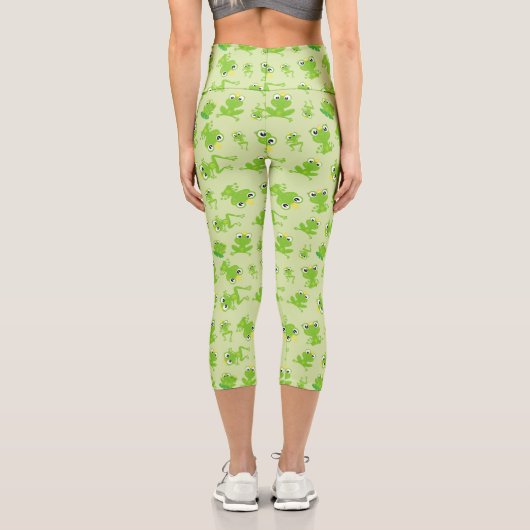 Froschmuster, Niedliche Frösche, grüne Frösche, Fr Capri Leggings (Rückseite)