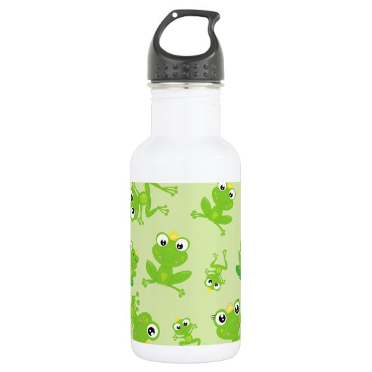Froschmuster, Niedliche Frösche, grüne Frösche, Fr Edelstahlflasche (Vorderseite)