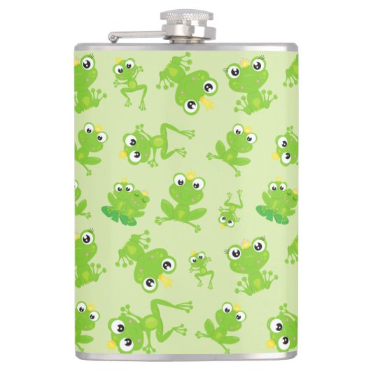 Froschmuster, Niedliche Frösche, grüne Frösche, Fr Flachmann (Vorderseite)