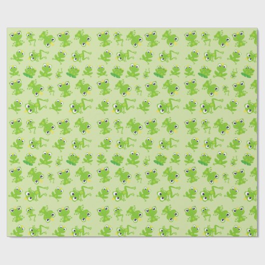 Froschmuster, Niedliche Frösche, grüne Frösche, Fr Geschenkpapier (Flach)