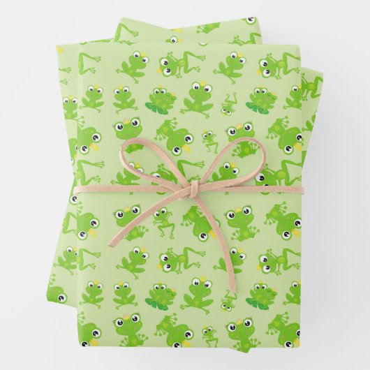 Froschmuster, Niedliche Frösche, grüne Frösche, Fr Geschenkpapier Set (Beispiel)