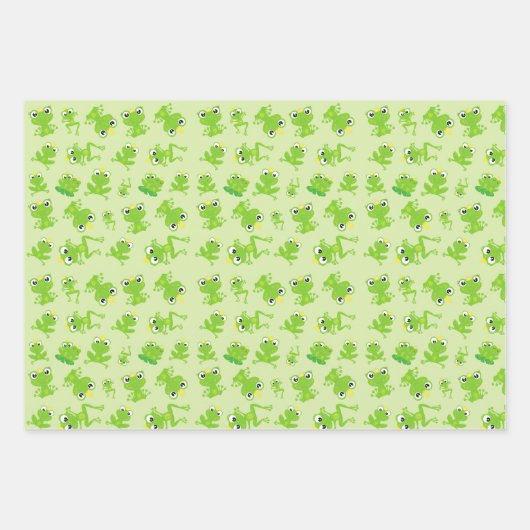 Froschmuster, Niedliche Frösche, grüne Frösche, Fr Geschenkpapier Set (Vorderseite 3)