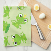 Froschmuster, Niedliche Frösche, grüne Frösche, Fr Geschirrtuch (Viertel Falte)