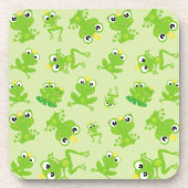 Froschmuster, Niedliche Frösche, grüne Frösche, Fr Getränkeuntersetzer (Vorderseite)