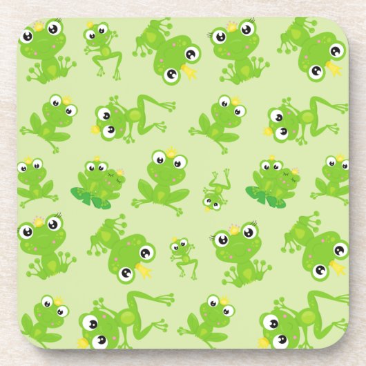 Froschmuster, Niedliche Frösche, grüne Frösche, Fr Getränkeuntersetzer (Vorderseite)