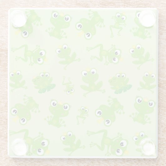 Froschmuster, Niedliche Frösche, grüne Frösche, Fr Glasuntersetzer (Rückseite)