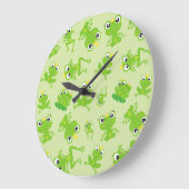 Froschmuster, Niedliche Frösche, grüne Frösche, Fr Große Wanduhr (Winkel)