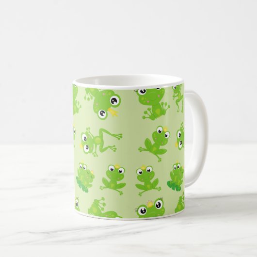Froschmuster, Niedliche Frösche, grüne Frösche, Fr Kaffeetasse (VorderseiteRechts)