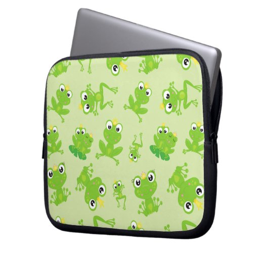 Froschmuster, Niedliche Frösche, grüne Frösche, Fr Laptopschutzhülle (Vorderseite Links)