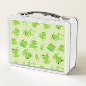 Froschmuster, Niedliche Frösche, grüne Frösche, Fr Metall Brotdose (Rückseite)