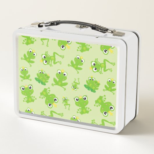 Froschmuster, Niedliche Frösche, grüne Frösche, Fr Metall Brotdose (Rückseite)