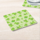 Froschmuster, Niedliche Frösche, grüne Frösche, Fr Rechteckiger Pappuntersetzer (angewinkelt)