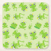 Froschmuster, Niedliche Frösche, grüne Frösche, Fr Rechteckiger Pappuntersetzer (Vorderseite)