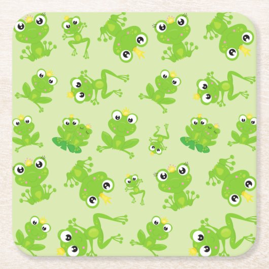Froschmuster, Niedliche Frösche, grüne Frösche, Fr Rechteckiger Pappuntersetzer (Vorderseite)