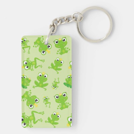 Froschmuster, Niedliche Frösche, grüne Frösche, Fr Schlüsselanhänger (Rückseite)