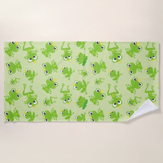 Froschmuster, Niedliche Frösche, grüne Frösche, Fr Strandtuch (Vorderseite)