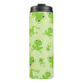 Froschmuster, Niedliche Frösche, grüne Frösche, Fr Thermosbecher (Vorderseite)