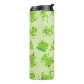 Froschmuster, Niedliche Frösche, grüne Frösche, Fr Thermosbecher (Nach links gedreht)