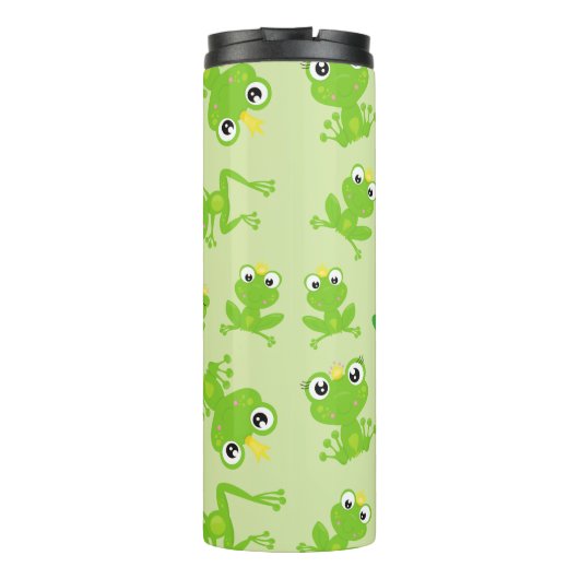 Froschmuster, Niedliche Frösche, grüne Frösche, Fr Thermosbecher (Rückseite)