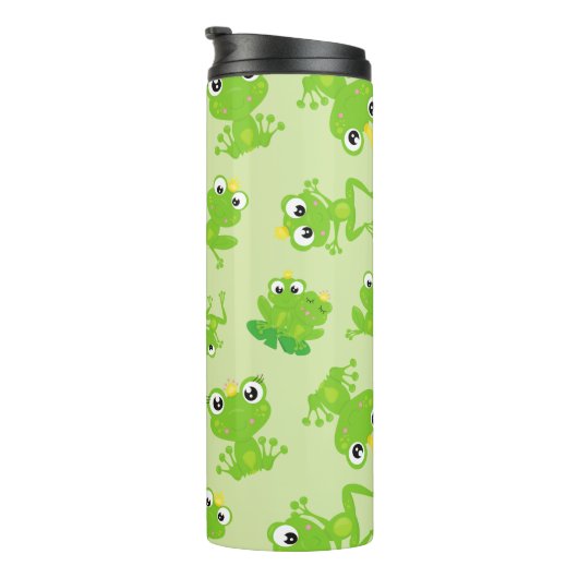 Froschmuster, Niedliche Frösche, grüne Frösche, Fr Thermosbecher (Nach rechts gedreht)