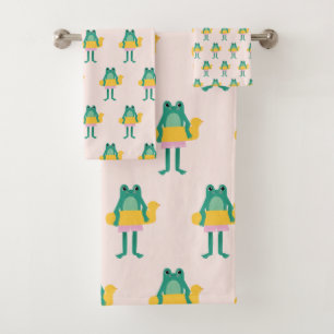 Froschmuster Pink & Green Niedlich Kids Handtuch S Badhandtuch Set