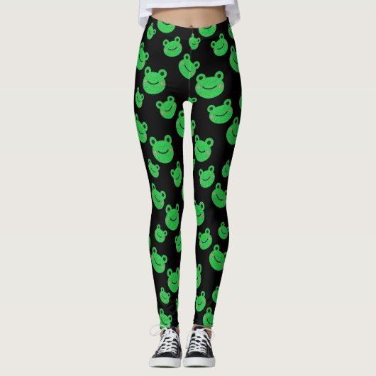 Froschmuster schwarze Leggings (Vorderseite)