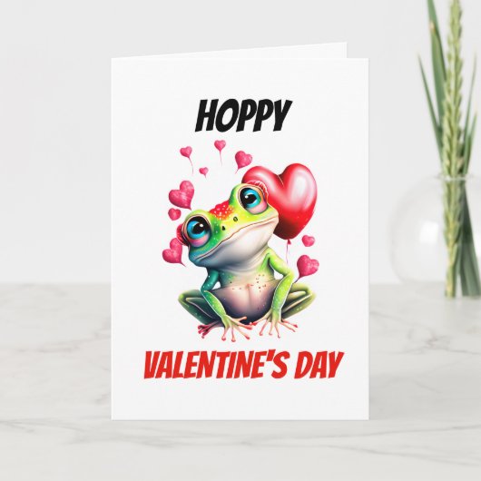 Froschpistolen | Hoppy Valentine's Day niedlicher  Feiertagskarte (Vorderseite)