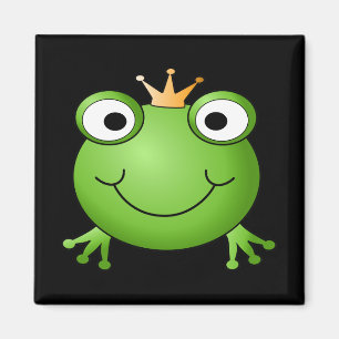 Froschprinz. Frosch lächeln mit einer Krone. Magnet