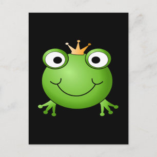Froschprinz. Frosch lächeln mit einer Krone. Postkarte