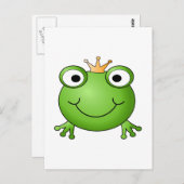 Froschprinz. Frosch lächeln mit einer Krone. Postkarte (Vorne/Hinten)