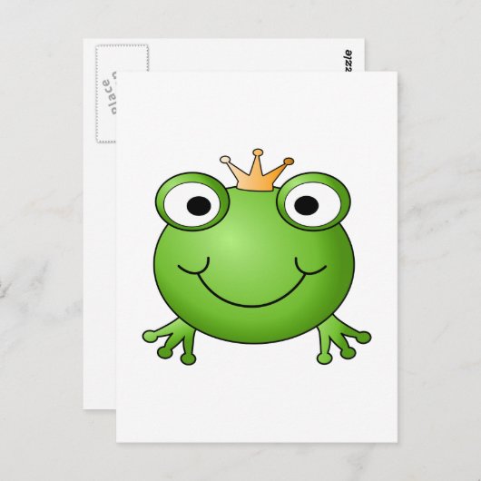 Froschprinz. Frosch lächeln mit einer Krone. Postkarte (Vorne/Hinten)