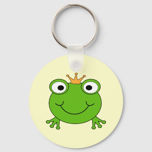 Froschprinz. Frosch lächeln mit einer Krone. Schlüsselanhänger (Vorderseite)
