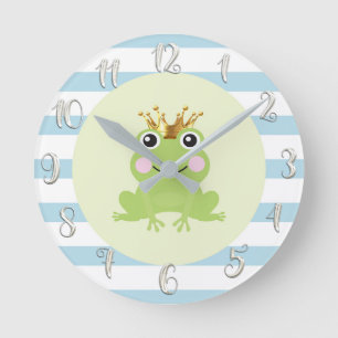 Froschprinz Goldkrone Süße Whimsical Kinderzimmer  Runde Wanduhr
