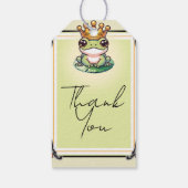 Froschprinz in Gold Crown Baby Shower Einladungen Geschenkanhänger (Rückseite)